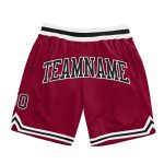 Custom Maroon Basketball Shorts with Name & Number - Authentic Throwback Style Personalized Maroon Black-White Authentic