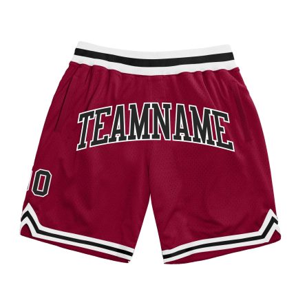 Custom Maroon Basketball Shorts with Name & Number - Authentic Throwback Style Personalized Maroon Black-White Authentic