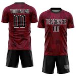 Custom Sublimation Soccer Jersey with Maroon Black-White Lines - Personalized Team Name and Number Personalized Maroon Black-White