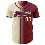 Custom Name and Number Maroon Cream-Black Gradient Baseball Jersey - Personalized Fashion Team Jersey Personalized Maroon