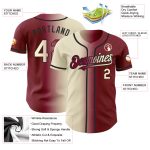 Custom Name and Number Maroon Cream-Black Gradient Baseball Jersey - Personalized Fashion Team Jersey Personalized Maroon