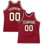 Customizable Basketball Jersey with Team Name and Number - Maroon Cream-Black Throwback Authentic Design Personalized Maroon