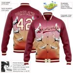 Custom Name Number Maroon Cream 3D Heron Bomber Varsity Letterman Jacket - Personalized Full-Snap Team Jacket Personalized