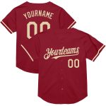 Custom Maroon Cream Mesh Baseball Jersey with Authentic Team Name and Number - Personalized Throwback Style Personalized