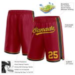 Custom Name Number Basketball Shorts - Personalized Maroon Gold-Black Authentic Team Apparel Personalized Maroon Gold-Black