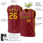 Custom Name Number Basketball Jersey - Authentic Maroon Gold-Black Throwback, Personalized Team Design Personalized Maroon