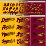 Custom Name and Number Maroon Gold-Black Gradient Varsity Bomber Jacket Full-Snap Fashion Letterman Personalized Maroon Gold-Black