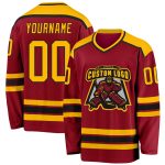 Custom Maroon Gold Black Hockey Jersey Personalized for Fans and Players Personalized Maroon Gold-Black Hockey Jersey