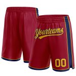 Custom Team Basketball Shorts with Name and Number - Authentic Maroon Gold-Navy Personalized Maroon Gold-Navy Authentic Basketball