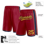 Custom Team Basketball Shorts with Name and Number - Authentic Maroon Gold-Navy Personalized Maroon Gold-Navy Authentic Basketball