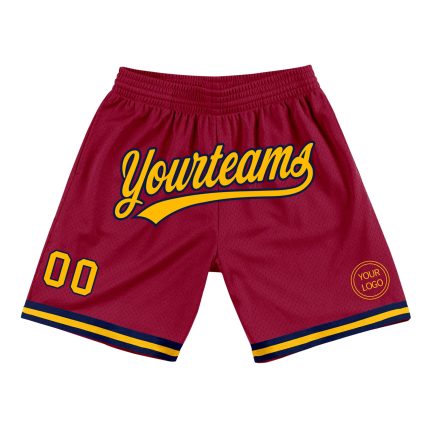 Personalized Maroon and Gold-Navy Authentic Basketball Shorts for Men Personalized Maroon Gold-Navy Authentic Throwback Basketball