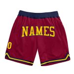 Custom Maroon Gold-Navy Throwback Basketball Shorts with Name and Number - Personalized Team Gear Personalized Maroon Gold-Navy