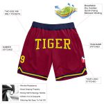 Custom Maroon Gold-Navy Throwback Basketball Shorts with Name and Number - Personalized Team Gear Personalized Maroon Gold-Navy