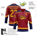Custom Maroon Gold-Navy Hockey Jersey with Lace Neck - Personalized Team Name & Number Personalized Maroon Gold-Navy Hockey