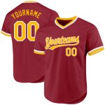 Custom Maroon Gold White Baseball Jersey with Personalized Name and Number - Authentic Throwback Design Personalized Maroon