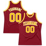 Custom Name and Number Maroon Gold-White Authentic Throwback Basketball Jersey - Personalized Team Jersey Personalized Maroon