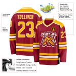Custom Maroon Gold-White Hockey Jersey with Personalized Name and Number - Team Apparel Personalized Maroon Gold-White Hockey