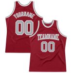 Custom Team Basketball Jersey with Personalized Name and Number - Maroon Gray-White Authentic Throwback Design Personalized