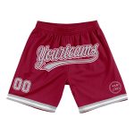 Personalized Authentic Throwback Basketball Shorts in Maroon Gray White Personalized Maroon Gray-White Authentic Throwback