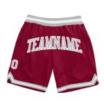 Custom Authentic Basketball Shorts with Name & Number, Maroon Gray-White, Personalized Team Gear Personalized Maroon Gray-White