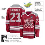 Personalized Maroon White Gray Hockey Jersey for Custom Team Wear Personalized Maroon Gray-White Hockey Jersey