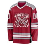 Personalized Maroon White Gray Hockey Jersey for Custom Team Wear Personalized Maroon Gray-White Hockey Jersey