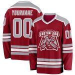 Personalized Maroon White Gray Hockey Jersey for Custom Team Wear Personalized Maroon Gray-White Hockey Jersey