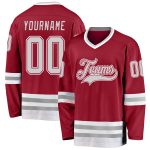 Custom Name and Number Personalized Hockey Jersey in Maroon, Gray and White Personalized Maroon Gray-White Hockey Jersey