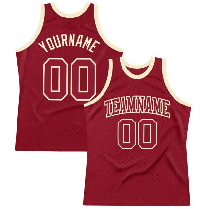 Custom Team Basketball Jersey - Personalized Maroon-Cream Throwback Jersey with Name & Number Personalized Maroon Maroon-Cream