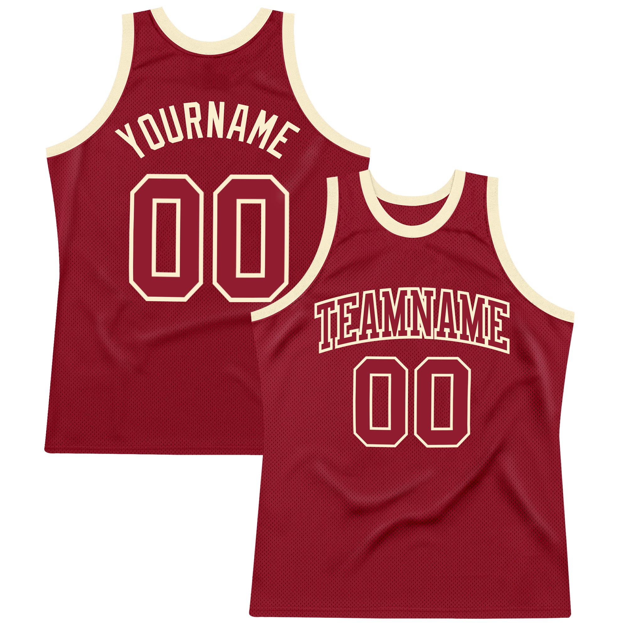Custom Team Basketball Jersey - Personalized Maroon-Cream Throwback Jersey with Name & Number Personalized Maroon Maroon-Cream