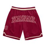Custom Maroon-Cream Throwback Basketball Shorts with Personalized Team Name & Number - Authentic Design Personalized Maroon