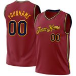 Personalized Authentic Basketball Jersey in Maroon Navy Gold - Retro Throwback Design Personalized Maroon Navy-Gold Authentic