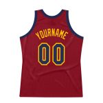 Custom Personalized Basketball Jersey with Name & Number - Maroon Navy Gold Authentic Throwback Personalized Maroon Navy-Gold