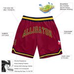 Custom Team Basketball Shorts with Personalized Name and Number, Maroon Navy-Gold Authentic Throwback Design Personalized