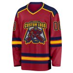 Personalized Maroon Hockey Jersey with Navy and Gold Accents - Custom Sports Apparel Personalized Maroon Navy-Gold Hockey