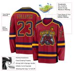 Personalized Maroon Hockey Jersey with Navy and Gold Accents - Custom Sports Apparel Personalized Maroon Navy-Gold Hockey