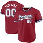 Custom Name and Number Authentic Throwback Baseball Jersey Maroon Navy-Gray Personalized Maroon Navy-Gray Authentic Throwback
