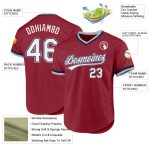 Custom Name and Number Authentic Throwback Baseball Jersey Maroon Navy-Gray Personalized Maroon Navy-Gray Authentic Throwback