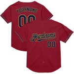 Custom Name and Number Maroon Navy Old Gold Mesh Throwback Baseball Jersey - Personalized Team Apparel Personalized Maroon