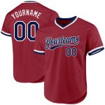 Custom Name Number Authentic Baseball Jersey Maroon Navy White Throwback Team Personalized Maroon Navy-White Authentic Throwback
