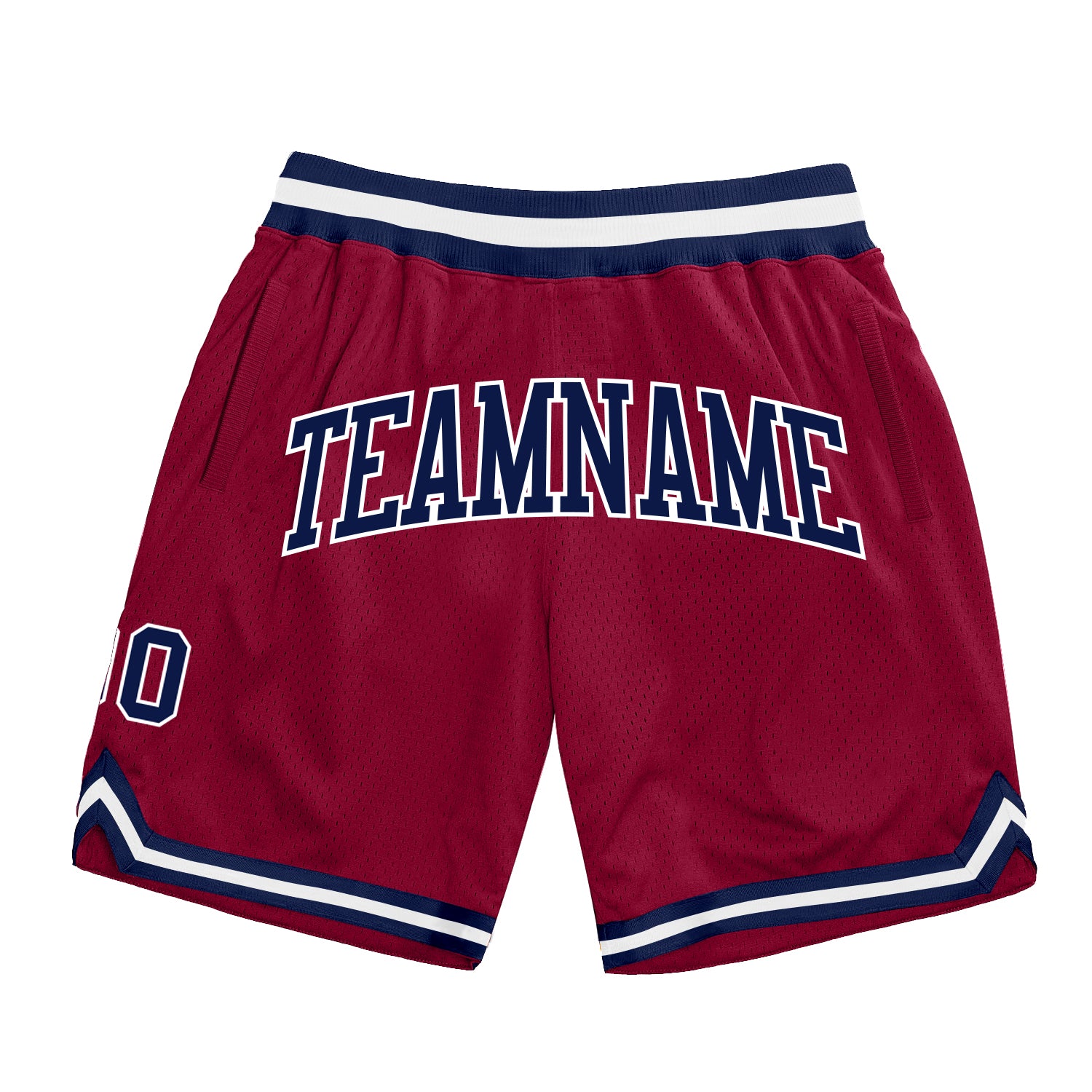 Custom Team Name and Number Personalized Maroon Navy-White Basketball Shorts Authentic Throwback Style Personalized Maroon
