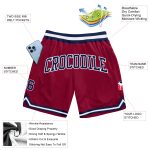 Custom Team Name and Number Personalized Maroon Navy-White Basketball Shorts Authentic Throwback Style Personalized Maroon