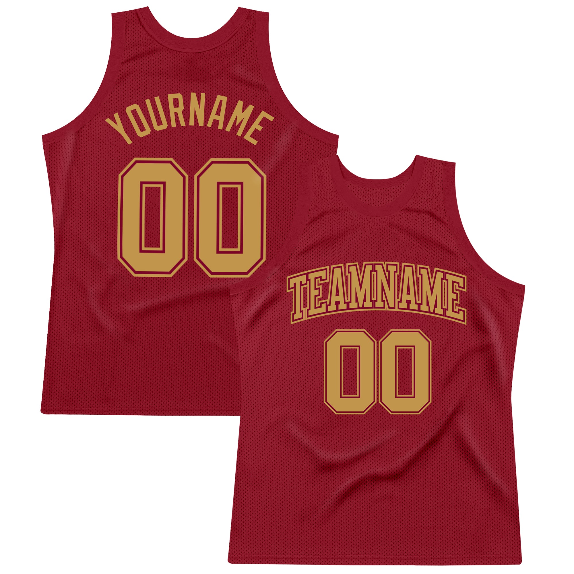 Custom Name and Number Basketball Jersey - Personalized Maroon and Old Gold Authentic Throwback Style Personalized Maroon