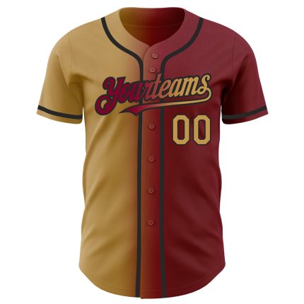 Custom Gradient Baseball Jersey with Team Name & Number - Personalized Maroon & Old Gold-Black Fashion Jersey Personalized