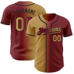 Custom Gradient Baseball Jersey with Team Name & Number - Personalized Maroon & Old Gold-Black Fashion Jersey Personalized