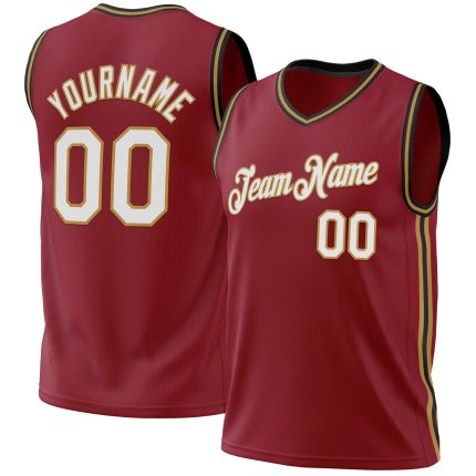 Personalized Maroon Black Gold Throwback Basketball Jersey Authentic Design Personalized Maroon Old Gold-Black Authentic