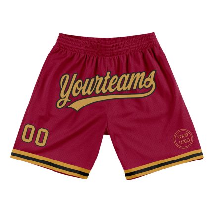 Custom Name & Number Maroon Old Gold-Black Throwback Basketball Shorts - Personalized Team Apparel Personalized Maroon Old