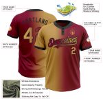 Custom Name Number Maroon Black Gradient Softball Jersey Two-Button Unisex Fashion Team Apparel Personalized Maroon Old Gold-Black