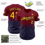 Custom Name and Number Maroon Pinstripe Authentic Fade Baseball Jersey - Gold-Navy Fashion Team Jersey Personalized Maroon