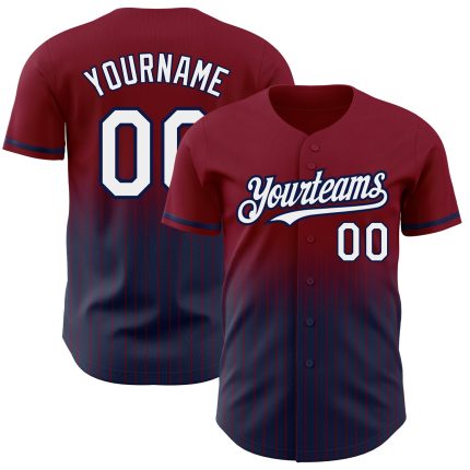 Custom Name and Number Maroon Pinstripe Baseball Jersey - Authentic Fade Fashion Team Gear Personalized Maroon Pinstripe
